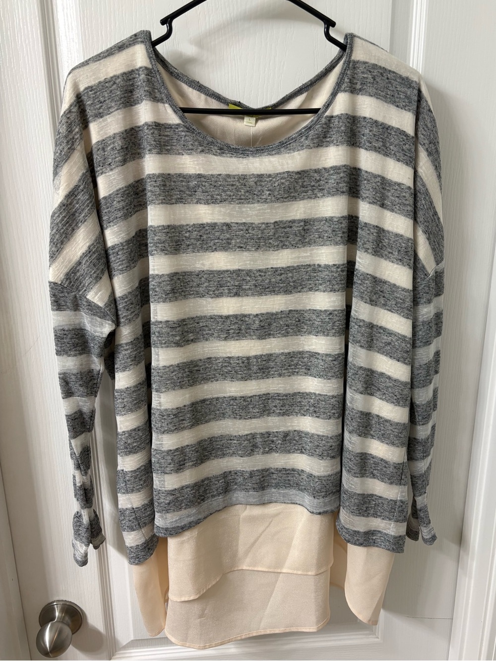 Gianni Bini Long Sleeve Sheer Layered Long Sleeve Top Women's L NWT